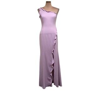 Jay Godfrey Alma Gown Dress Size 2P Pastel Purple Lilac One Shoulder Ruffle